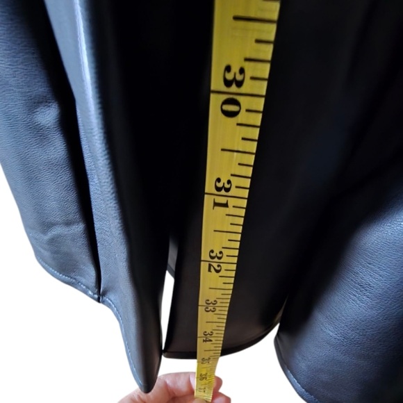 Grey Collective Short Sleeve Black Faux Leather Ruffled Mini Dress - Picture 11 of 13